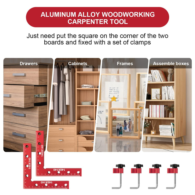 Right Angle Clamp,Aluminum Alloy 90 Degree Woodworking Corner Clamps with Positioning Square –5.5'' x 5.5'' (140x140mm)