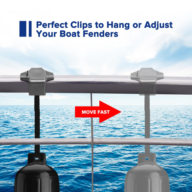 Boat Bumper Clips/Hangers/Adjusters/Cleats for Docking, Suitable for 1 Inch and 1.25 Inch Square Tube, Grey 4