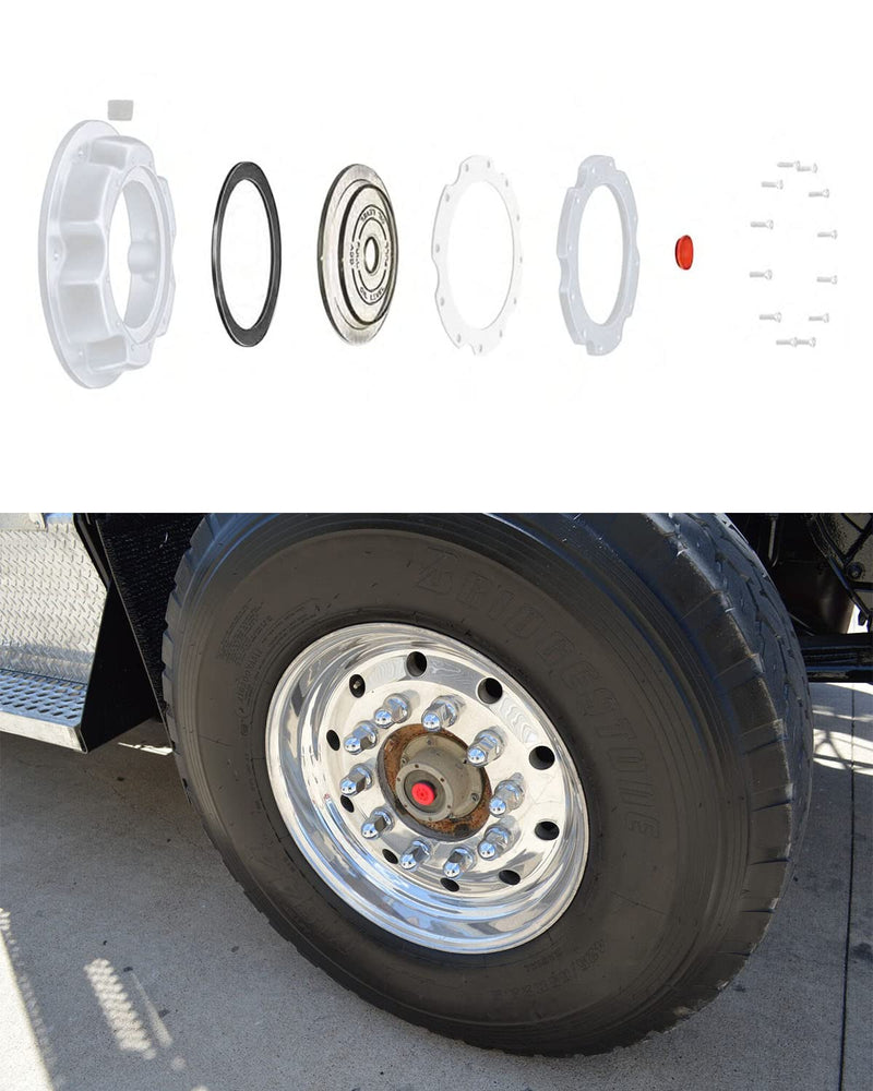 Hub Cap Window Kit Fit for Stemco GMC Volvo Spicer-Dana Strick TimpteTrailmobile semi Truck and Trailer Hub Cap Replace 359-5995, 4 Pack