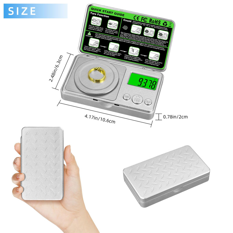 High Precision Mg Scale 100g/0.001g, Pocket Digital Milligram Scale, Small Gram Jewelry Scale, Coin Scale with 50g Calibration Weight for Gold/Silver/Gems/Powder Medicine Benechef
