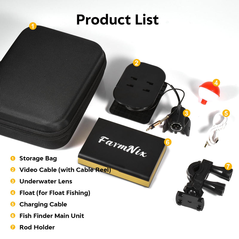 4.3inch Underwater Fishing Camera,65ft Cable 220° Ultra Wide Angle 21pcs IR Lights with Night Vision,Portable Storage Bag,5000mAh Fish Finder for Ice Fishing,Lake,Boat,Kayak Gold
