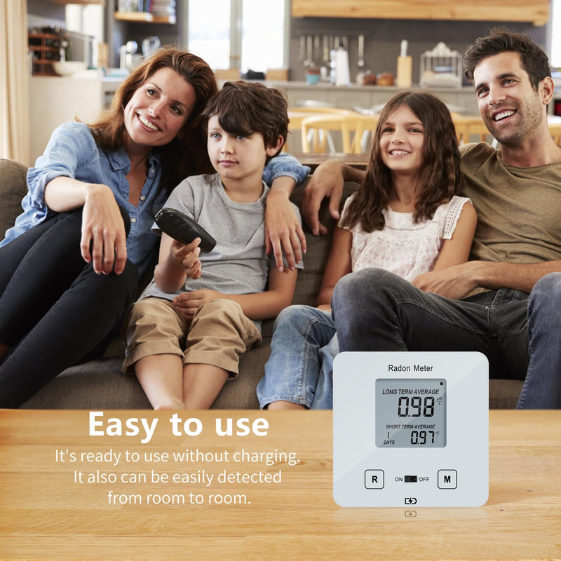 Funny Kitchen Home Radon Detector, Portable Radon Meter, Elifecity Long and Short Term Home Radon Monitor, Battery-Powered, Easy-to-Use, Ensure Your Home's Safety, White, KT-013