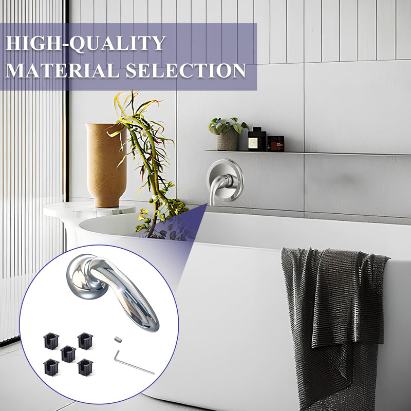 1046987 Shower Faucet Handle Replace for Kohler 1046987-CP ，with 5 Pcs1060514 Handle Insert and The Matching Screw Wrench, Polished Chrome