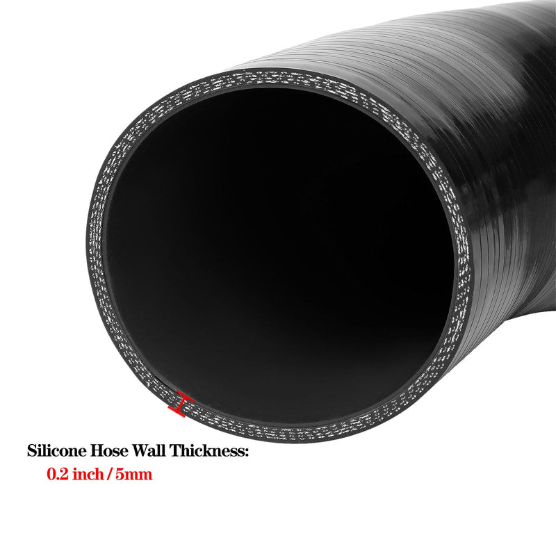 ID 1.25 inch 90 Degree Silicone Elbow Coupler Hose, 7" Leg Length Universal 4-Ply Reinforced Silicone Straight Turbo Pipe Elbow Intake Radiator Hose Black ID: 1.25"