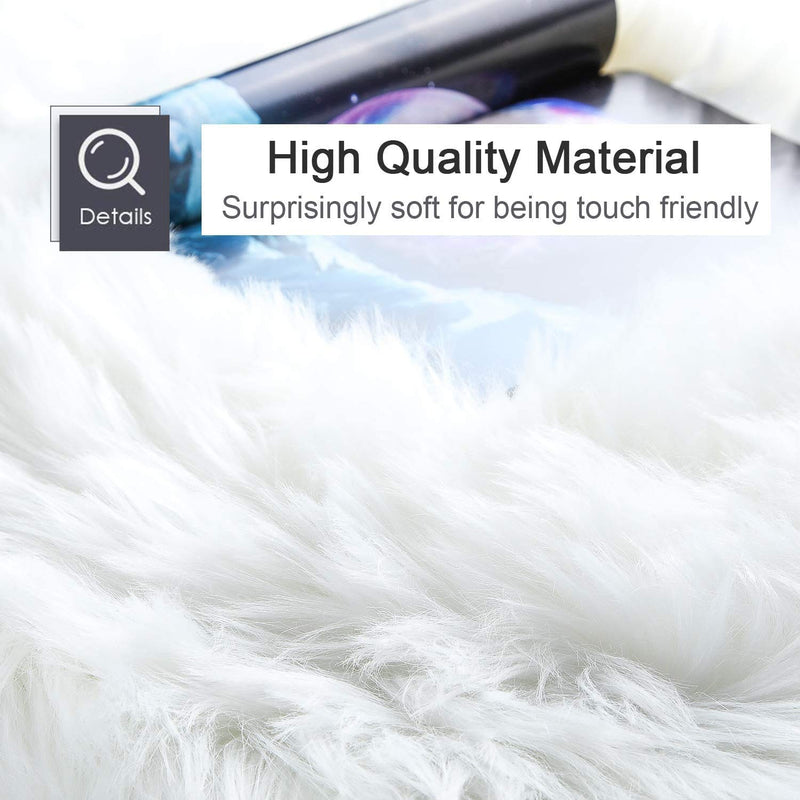 Faux Sheepskin Car Seat Cover, Fluffy Fuzzy Premium Comfortable Soft Auto Seat Cushion for Automotive Interior Accessories Universal Fits Most Car SUV Truck Minivan, Women Car Decor 1pc (White) White