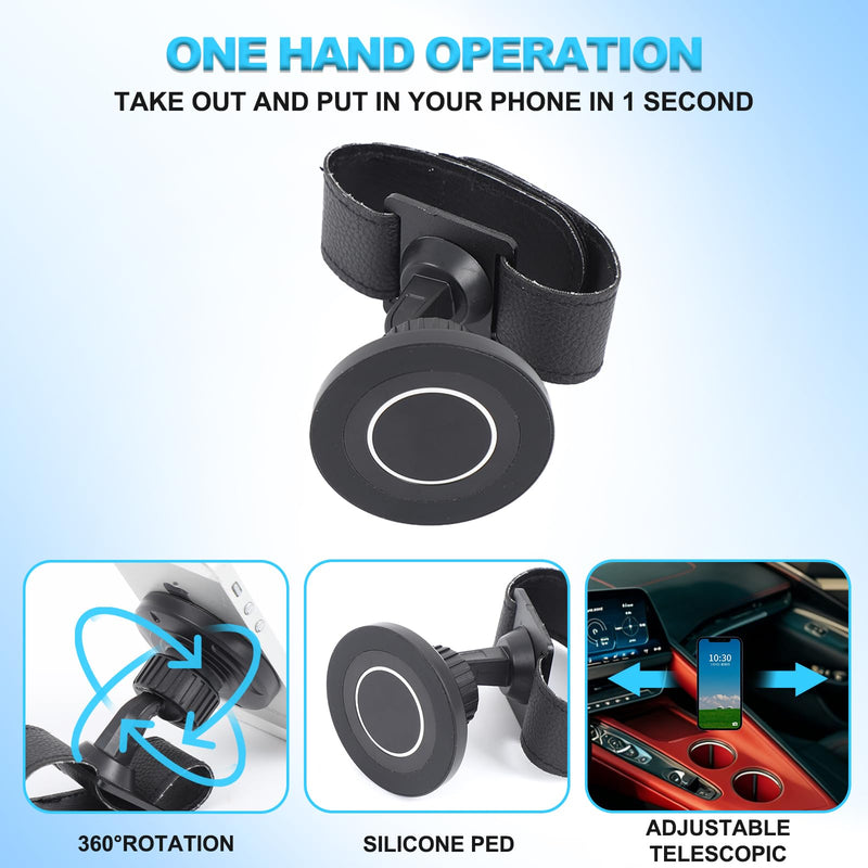 Car Phone Holder for Corvette C8 2026+ Aluminum Center Console 360 Rotatable Handle Fixed Mobile Phone Mount Holder for Car Fit for iPhone Android Smartphones (F) F