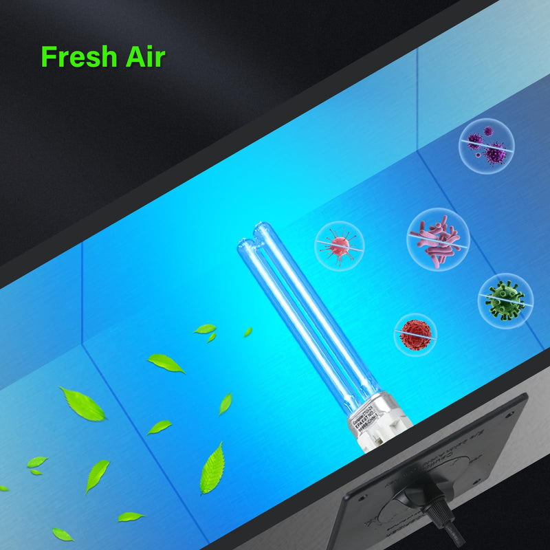 COOSPIDER 9W HVAC UV Light Lamp, Air Purifier for Whole House, UVC Light in Duct for AC Duct with 1 Spare Bulb, 253.7nm Wavelength Ozone Free 110V (CTUV-D9) 9W Lamp