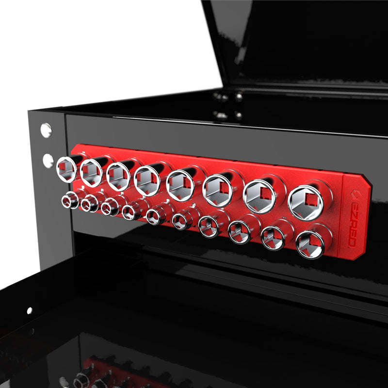 3/8" Magnetic Flexible Socket Holder Holds 18 Sockets Ultra-Flexible Non-Marring Low Profile Design Red