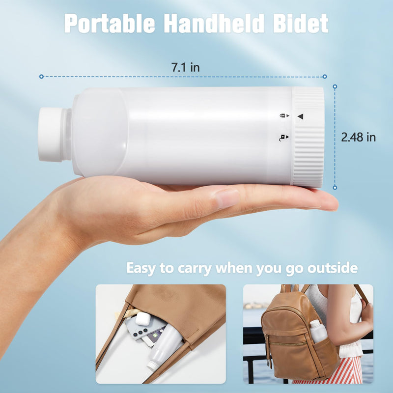 Upgrade SPACEREST Portable Bidet for Travel with 360ml Bottle, No Noise & Waterproof Handheld Sprayer, Rechargeable Electric Portable Bidet for Women & Men, Personal Hygiene & Postpartum Care