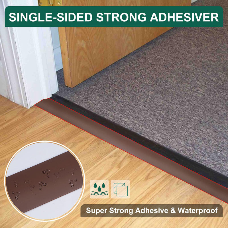 uxcell Floor Transition Strip Self Adhesive, 3" Wide PVC Flat Laminate Door Cover Strip for Laminate Doorway Width Less Than 3 Inch Coffee 9.84Ft 9.84Ft, 3in
