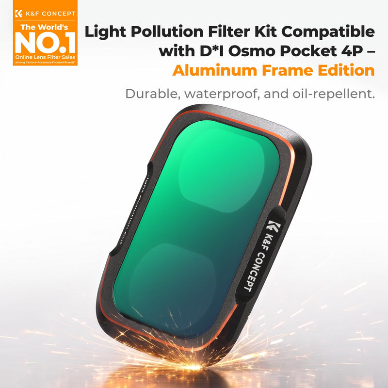 K&F CONCEPT Light Pollution Filter Kit Compatible with DJI Osmo Pocket 4P | LP Filter with Snap-fit Mount, High-Definition Glass with Multi-Layer Coating, 4P Accessories - Aluminium Alloy Frame, FD171