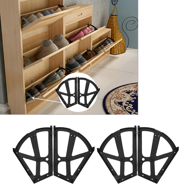 Shoe Drawer Hinge, Shoe Rack Hinges, 4 Set Home Furniture Shoes Drawer Cabinet Hinge Flip Plate Frame Turning Rack Accessory
