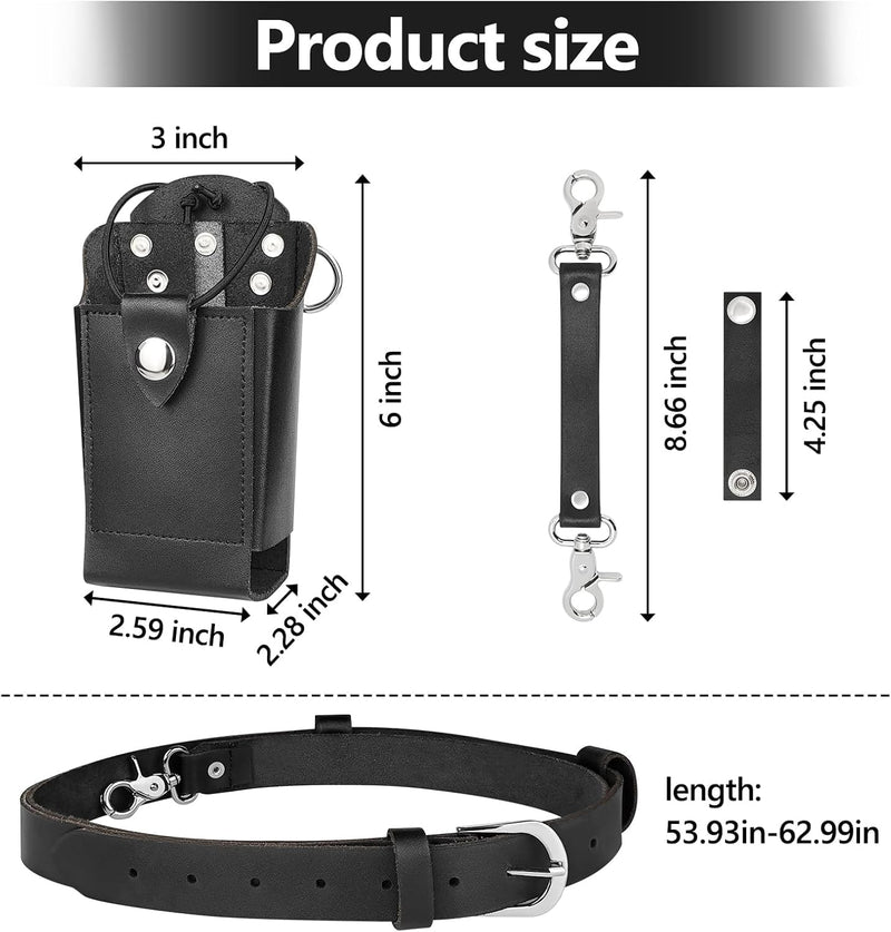 LUITON Leather Radio Holster Bundle Set for Firefighter EMS EMT,Includes Radio Strap and Radio Holder, Anti-sway Strap,Cord Keepers Compatible with Motorola APX Series - for Firefighters, EMT, Police