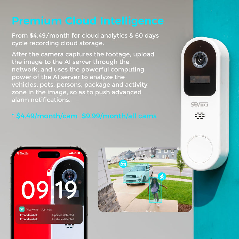 Vicohome 2K AI Tracking Security Camera & Video Doorbell for Home, Pet Indoor Camera,Baby Monitor,360° View Pan/Tilt Cam,Two Way Audio,Night Vision,Easy to Setup,2.4G WiFi,180 Days Exchange Policy