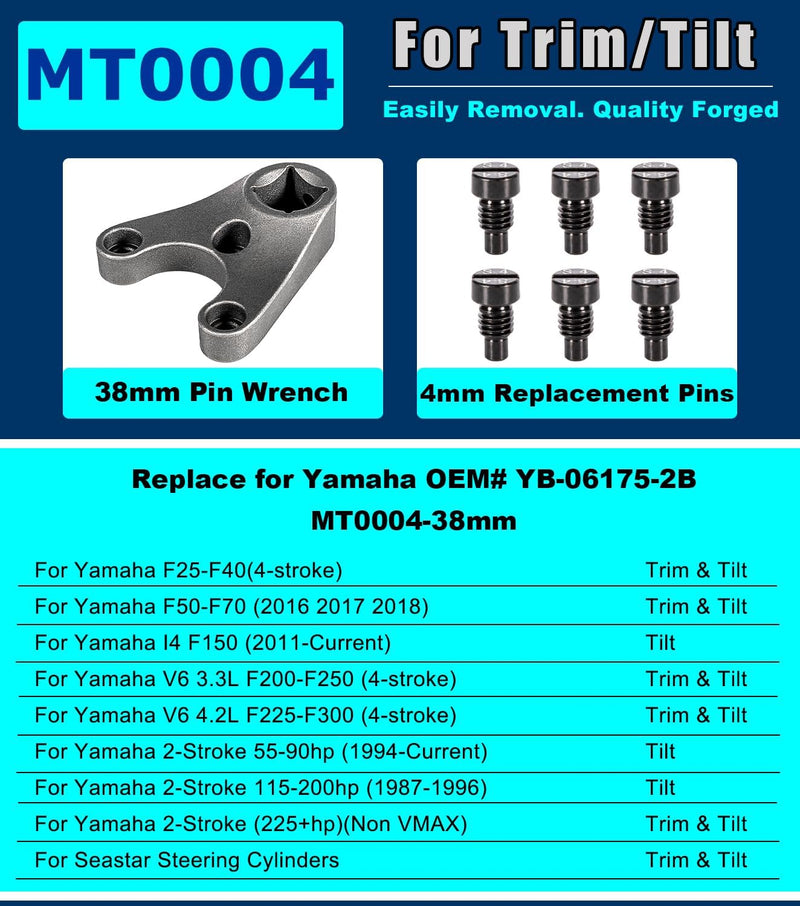 MT0004 & MT0006 & MT0009 Outboard Trim Tilt Pin Wrench Tools Set Compatible with Yamaha, Suzuki, Johnson, Evinrude, All SHOWA Trim/Tilt Units, For Seastar Steering Cylinders