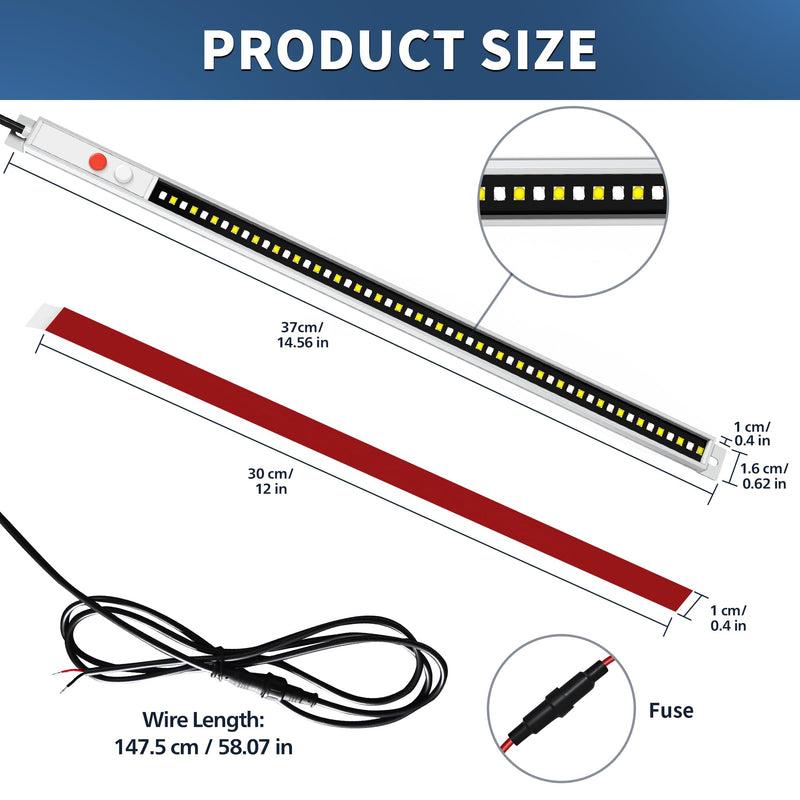 LED Boat Interior Lights 14.5 Inch Aluminum White Blue Dual Color T-Top LED Marine Courtesy Light Strip with Magnet Dimmable lighting for Deck Cockpit Cabin Porch Yacht Sailboat 9-30V