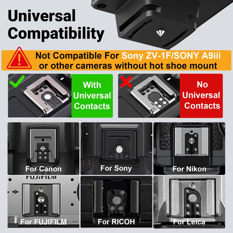 MEDALight Mini Flash F50 Camera Flash GN10,5 Power Levels Aluminum Manual Hot Shoe Flash for Ricoh GR3/Sony zv1/Sony zve 10/Fuji/Canon/Nikon/Film Cameras.(Black)