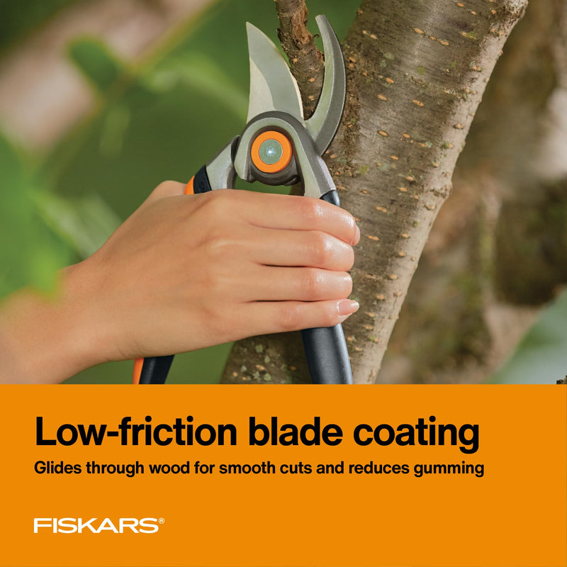 Fiskars Bypass Pruning Shears, 1" Cut Capacity Gardening Scissors, Forged Steel Replaceable Blade, SoftGrip Handle Garden Clippers, Rust Resistant Low Friction Coating for Branches & Stems Forged Pruner