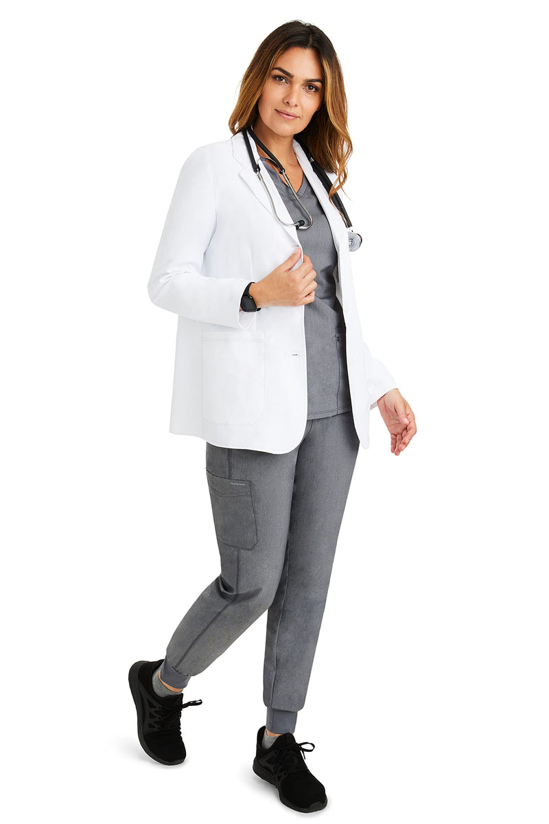 Healing Hands Women's Lab Coat with 4 Pockets, Moisture Wicking & 2-Way Stretch Fabric, Button Front Consultation Coat 5160 Standard Size 29" Medium White
