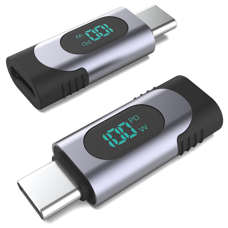 USB C Adapter, 100W USB C Female to USB C Male Extension Adapter Type C Power Meter Tester with Digital Display for iPad Pro iPhone 15 Pro Max MacBook Pro Laptop and All USB C Cable