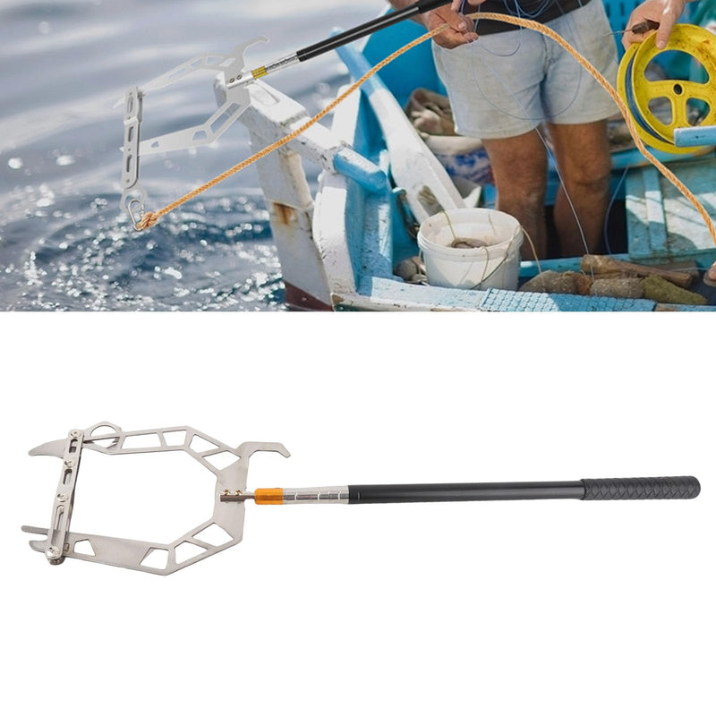 Boat Mooring Rope Threader Tool with Telescopic Rod, U-Type Stainless Steel Dock Line Guide Hook for Light Docking Rope Threading at Marinas and Docks