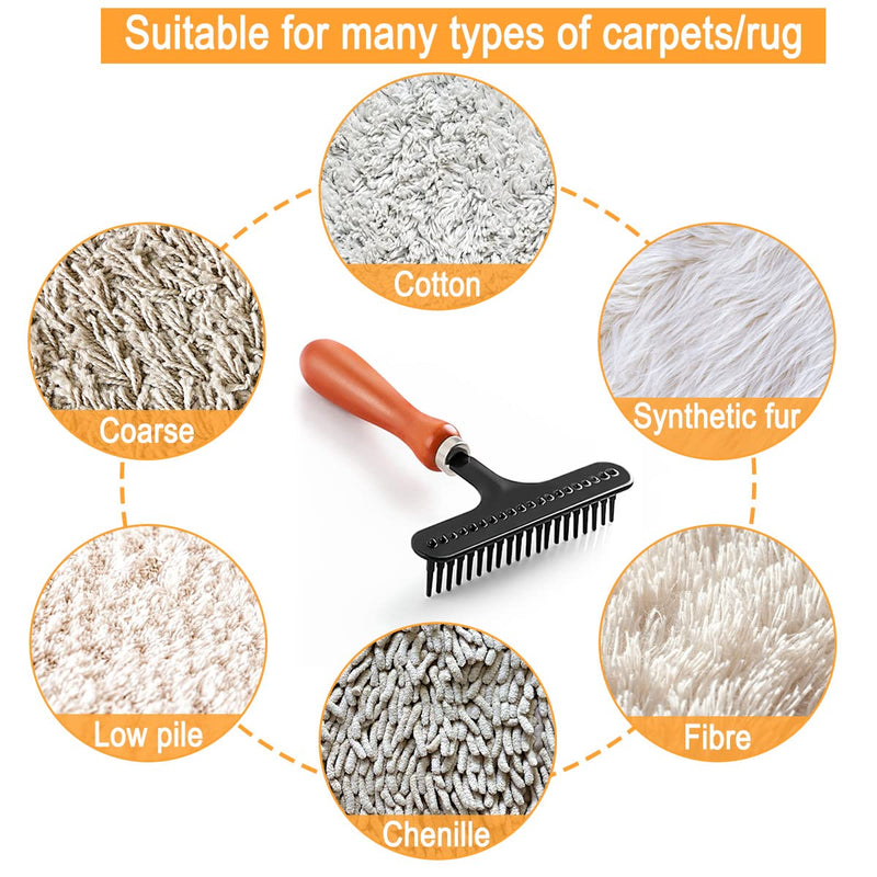 Hand Held Carpet Rake, Making Carpets/Rugs Fluffy Again (Black Iron) | Clean Hair, Let Carpet Restore Softness 1 iron（s）