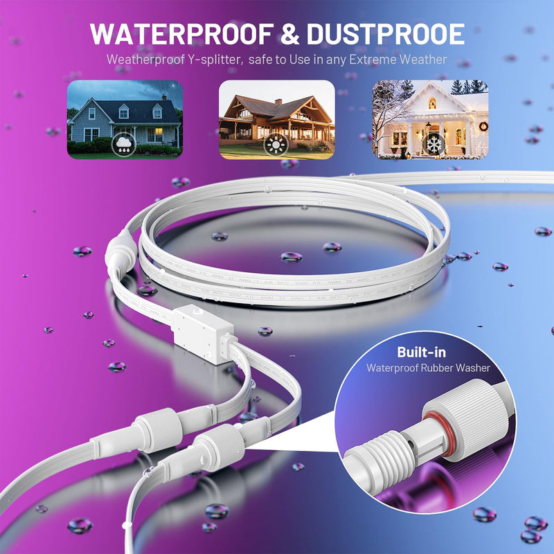 32FT Extension Cable for Govee Outdoor Lights Series & Dots String Lights, IP68 3-Pin Waterproof Extension Cord for Govee H705A H705B H705C, H705D H705E H705F, H706A H706B H706C, H805A H805B H805C 32FT Extension Cord-1PCS