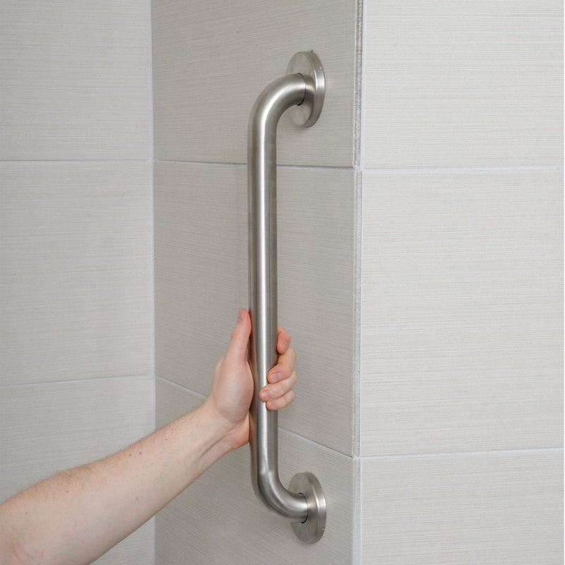 Amazon Basics Bathroom Safety Handicap Grab Bar, 16 Inch Length, 1.25 Inch Diameter, Sturdy Support, Holds up to 500LBs, ADA Compliant, Stainless Steel 1.25-Inch Diameter