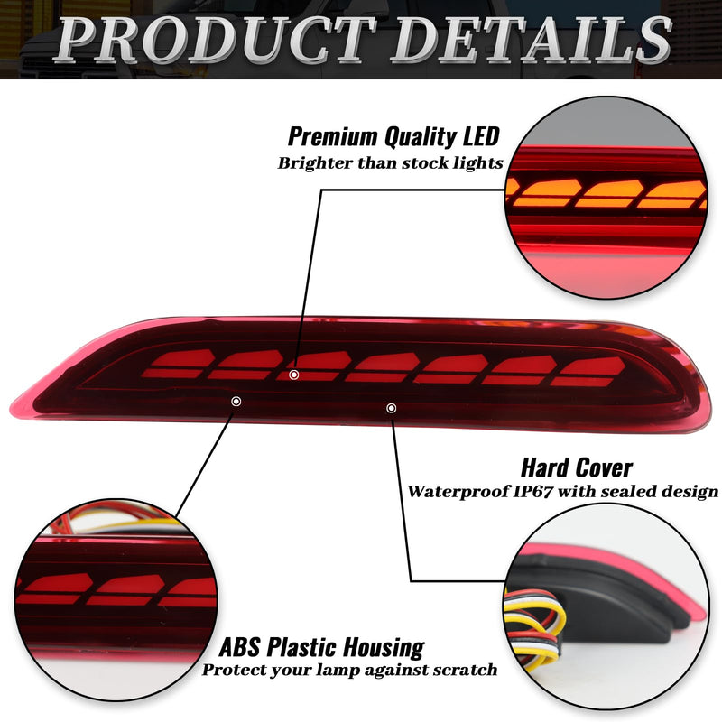 Smoked Housing Full LED Rear Bumper Reflector Lights Sequential Turn Signal Brake Light DRL Kit For Infiniti Q50 QX56 QX60 Nissan Pathfinder Rogue(Smoked housing)