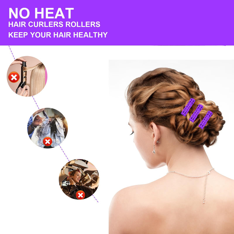 28 Pcs Small Size Plastic Hair Rollers, 0.6 Inch Hair Rollers for Women with Steel Rat-tail Comb, Heatless Snap on Roller for Hairs, Short Thin Fine Hairstyling Tools (Purple)