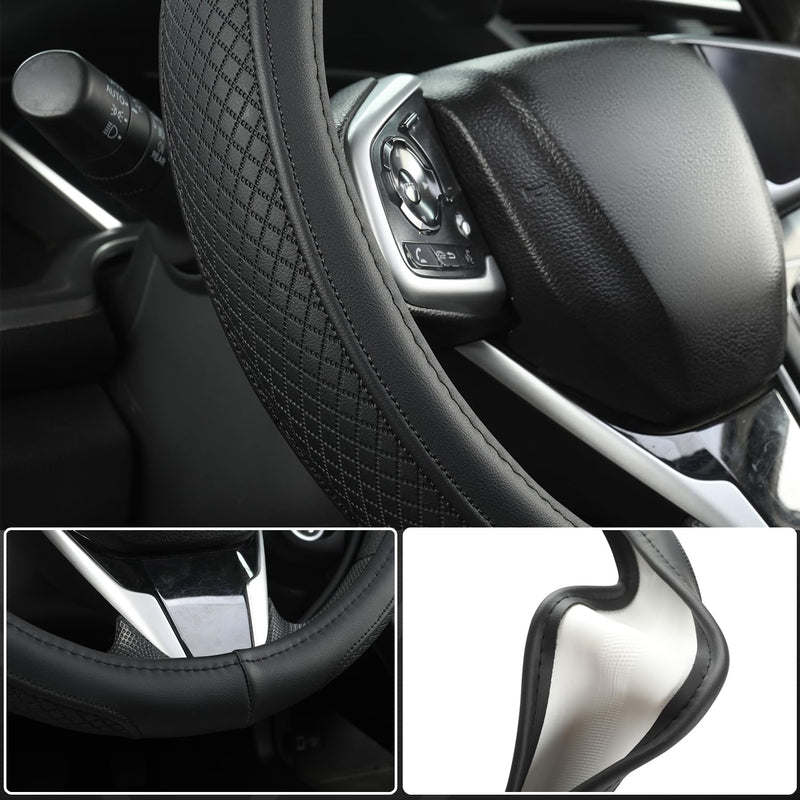 West Llama Customized Auto Car Steering Wheel Cover for Chevy 14.5-15 inches, Steering Wheel Cover for Chevrolet(Black Line-Standard Size) ["Standard size (14½''-15'')"] ['C-Black']
