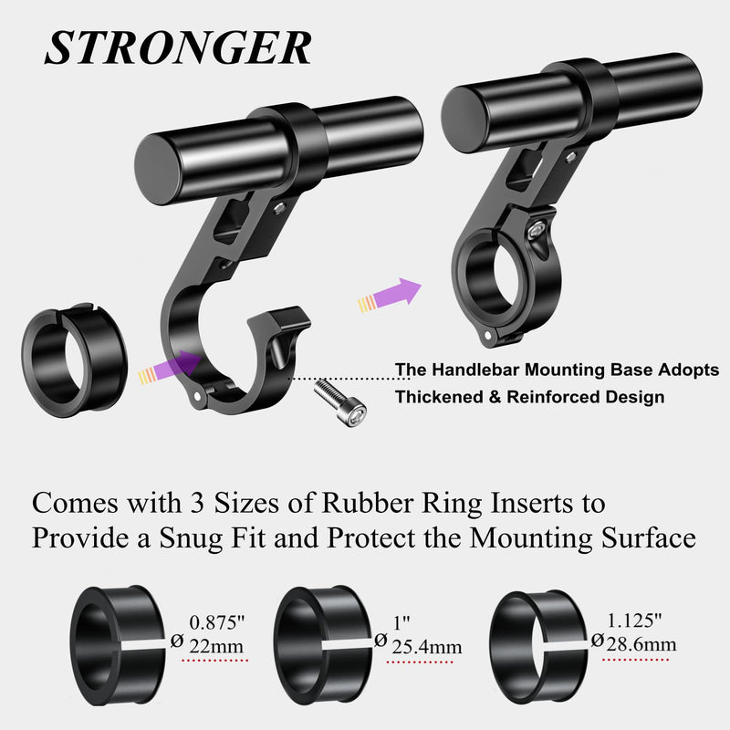 BRCOVAN Aluminum Alloy Handlebar Extender Extensions with 4'' Long Cross Bar, Fit Handlebars 0.875'' / 1'' / 1.125'' / 1.26'' in Diameter, for Bike Bicycle Motorcycle Scooter ATV