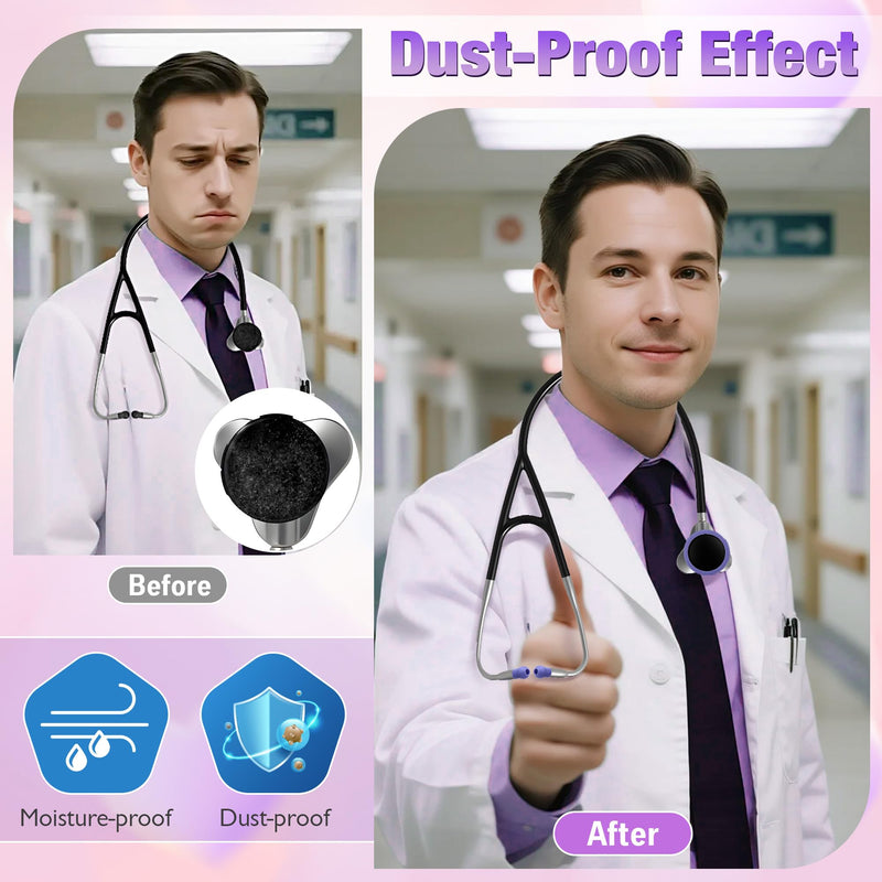 3 Silicone Protective Cover & 12 Ear Tips Replacement Accessories Compatible with EKO Core 500 Digital Stethoscope, Echo Stethoscope Accessories, Dustproof Protection Design(Purple) Purple