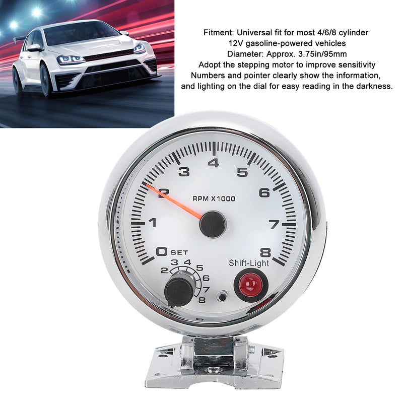  [AUSTRALIA] - Automotive Tachometer 3.75in Car Tachometer Gauge, 0-8000 RPM Tachometer Speedmeter with 7 Background for Most 4/6/8 Cylinder 12V Gasoline Powered Vehicles