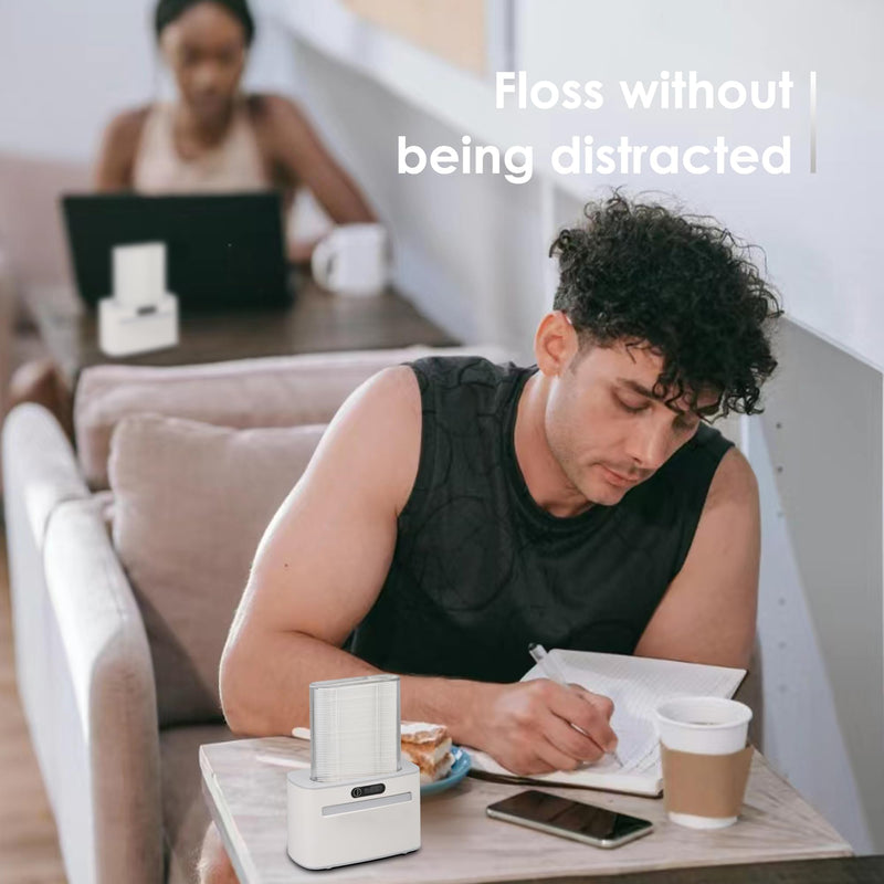 Smart Touchless Floss Pick Dispenser with Sensor - Refillable and Rechargable with 2 Cartridges (100 Picks) - Innovative and Hygienic Floss Pick Holder (Light Gray) Light Gray