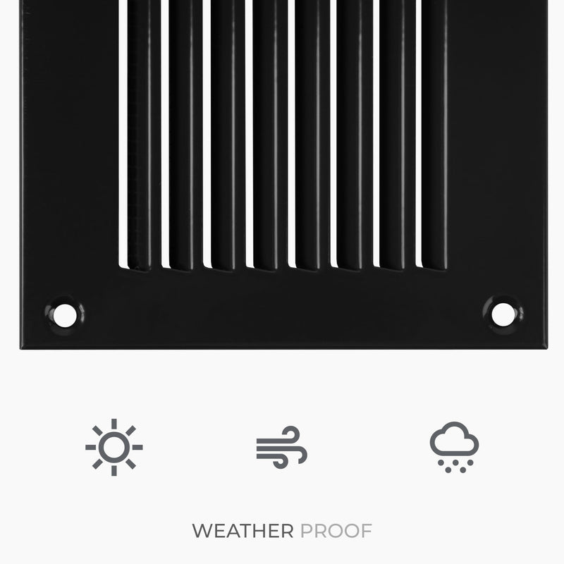 HVAC OV 12" x 4" Inch (External Dimensions) - Scratch Resistant Black Metal Air Cover Grille Cover - Wall, Ceiling Register and Exterior Wall Vent Cover with Guard/Mesh Screen - Soffit Vent 12'' x 4''