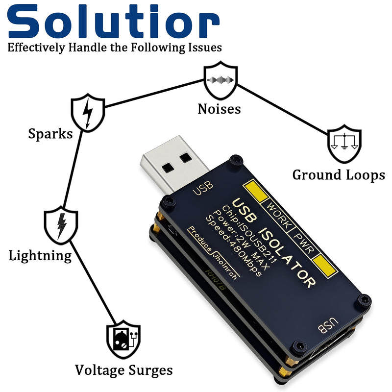 USB 2.0 480Mbps High Speed Isolator Supports 5000Vrms Signal Isolation and 1500V Voltage Isolation