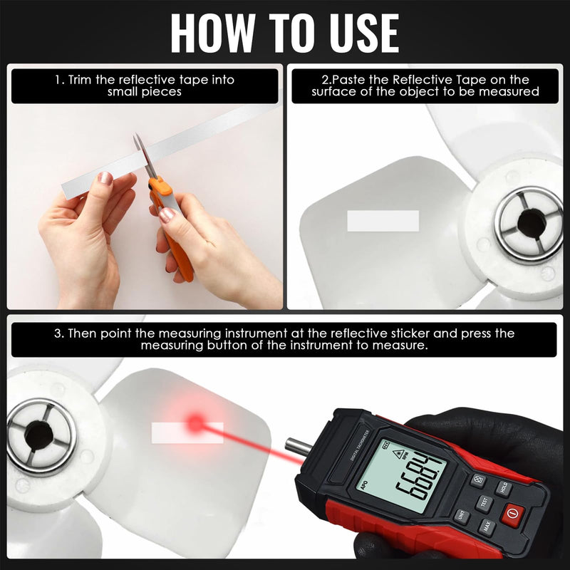 2-in-1 Digital Tachometer with Laser & Contact Non-Contact Laser Tach Meter 3-19999RPM and Photo Tachometer 3~99999RPM MAX/MIN/Hold Data/AVG, Backlit RPM Gauge for Cars, HVAC, Motors, Small Engines