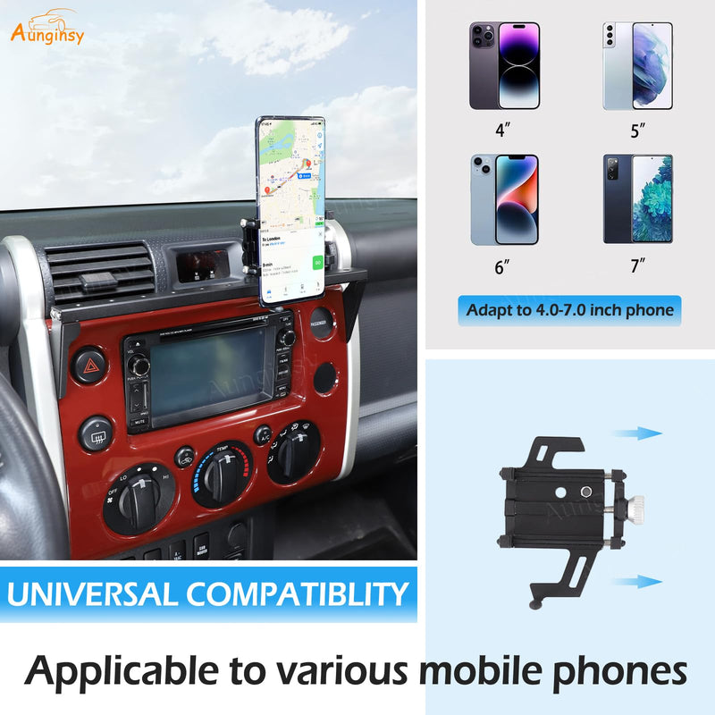 Car Instrument Panel Track Cell Phone Mount Compatible with Toyota FJ Cruiser 2007-2021+, Multifunctional Dashboard Clip Air Vent Panel Universal Mobile Phone Holder Navigation Bracket Accessories Style D