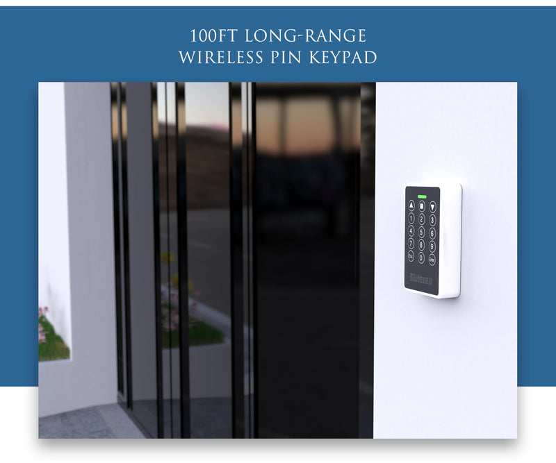 Blütezeit Wireless Keypad with IP54 Waterproof Cover for 433MHz Gate Openers, Secure PIN Code Access System, Compatible with Automatic Sliding & Swing Gate Operator Motors Wireless MWK30