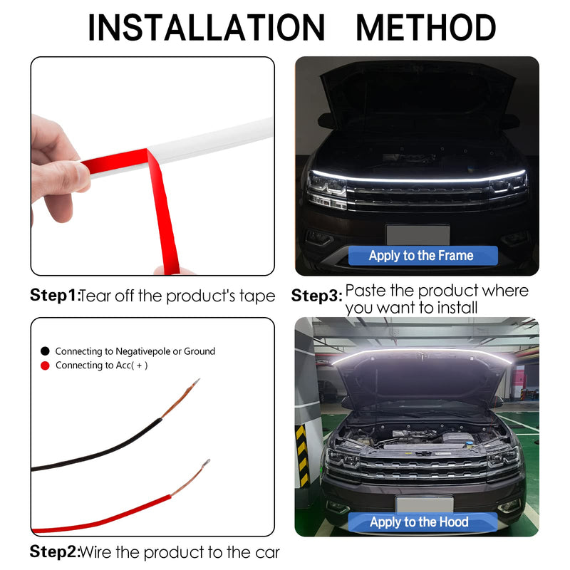 71 Inches Car Hood Light Strip,Dynamic LED Strip Light,Exterior Flexible Daytime Running Light Strip for Car,SUV (White Light) 71 Inches White