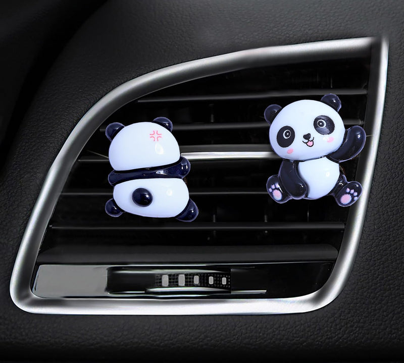 8 Pcs Cute Panda Steering Wheel Cover Set for Women Girl,Anti-Slip Lovely Cartoon Car Wheel Protector Universal 15 Inch Fit for Vehicle, Car, Auto, SUV (Black White) Black White