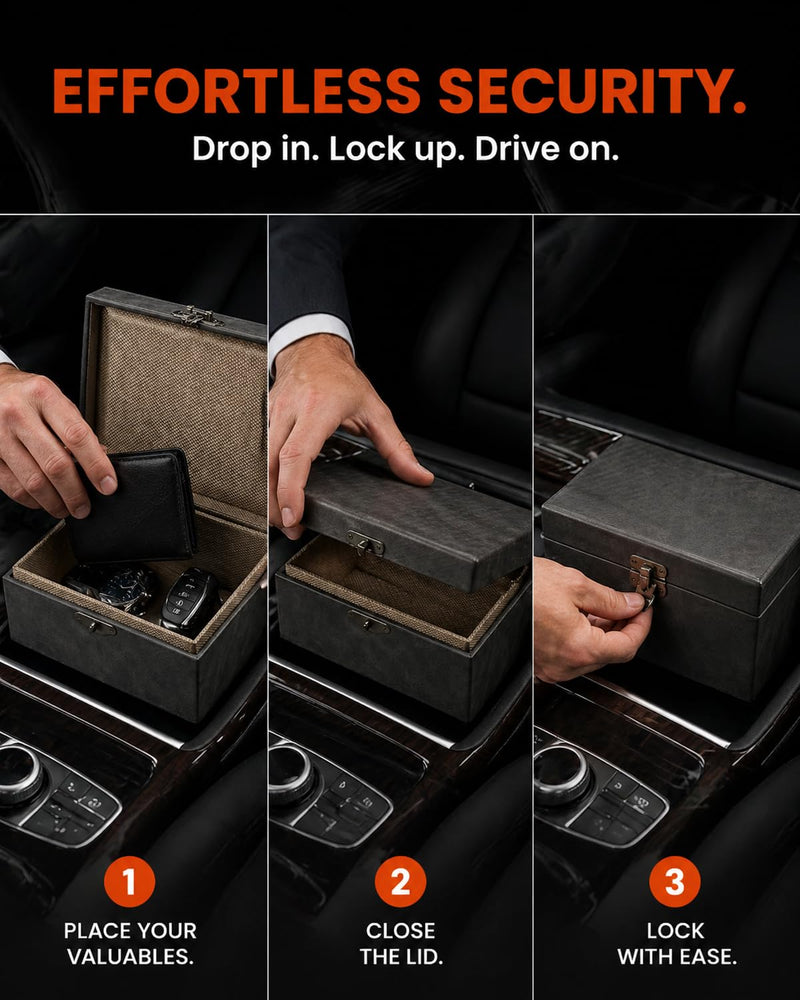 NEVERLAND Faraday Box for Car Keys, Key Fob Protector, RFID Key Box, Small | Fits 3-5 Keys, Car key signal blocker box, dual-layer shielding, sturdy wood frame, Crazy Horse PU leather