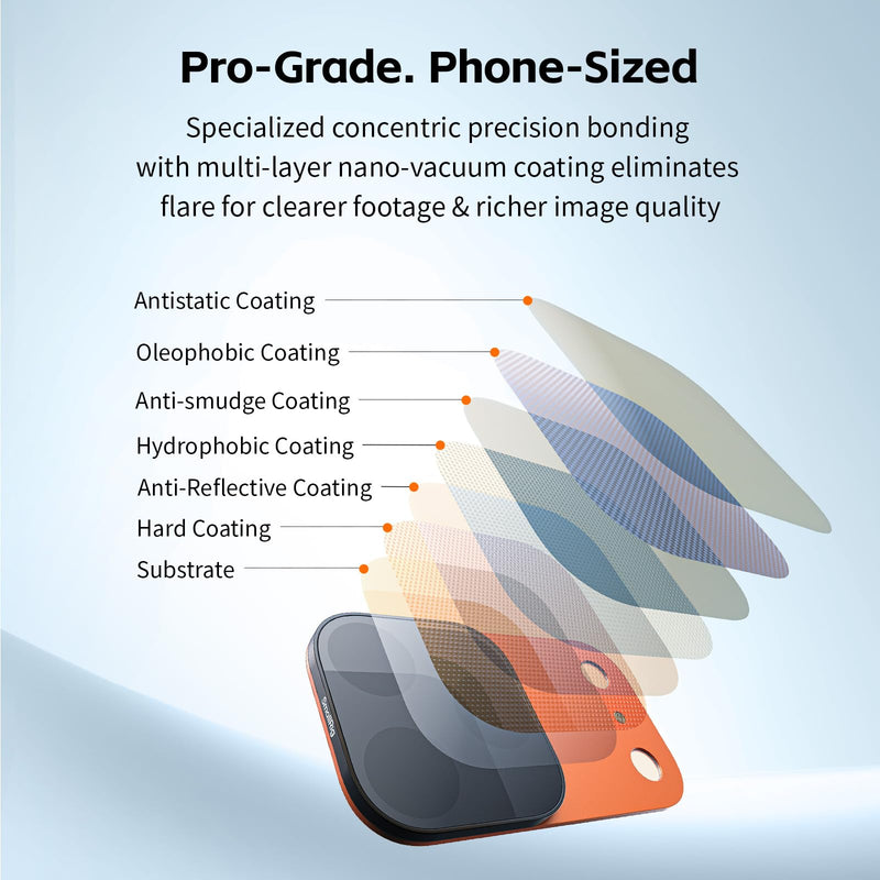 SmallRig Square ND & Black Mist Filter Kit for iPhone 17 Pro Max, Magnetic Lens Filters with Base Mount, Black Mist Diffusion 1/4 Filter/ND2/ND4/ ND8/ND16/ND32, 6 Pack, Orange- 6075