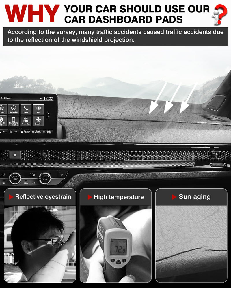 Autorder Dashboard Cover Mat for 2023 2024 2025 2026 Honda CR-V CRV Accessories Dash Cover Flannel Dash Mat Sunshade Glare UV Rays Protector(Without Hud) 2023-2026 Honda CRV without HUD