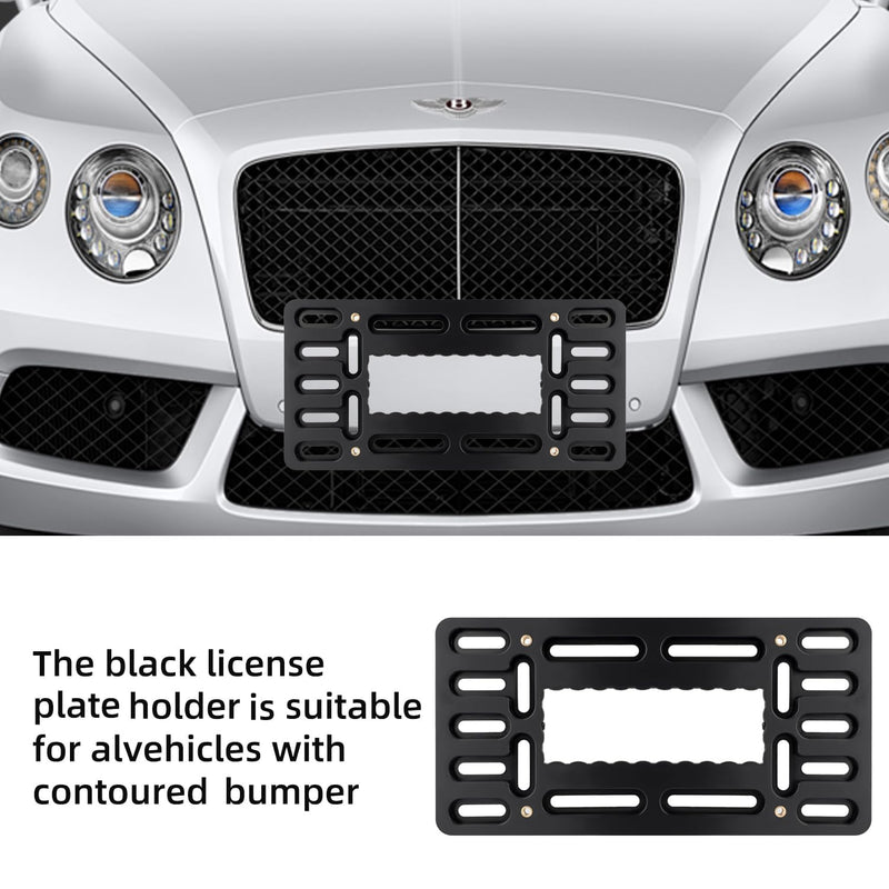 OKLPF No-Drill Front License Plate Mounting Kit - Universal License Plate Bracket Holder for Cars, Trucks & SUVs with Stainless Steel Hardware & Anti-Theft Screws Universal Black license plate bracket