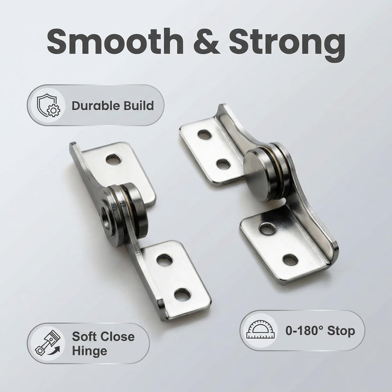 Torque 2.0 N.M, Torque Shaft Hinge Small Metal Damper，Stop at Will，for Folding Table, Windows, Doors, Wardrobe，Cabinets ，Boxes ， Flip Hinge with Adjustable Damping，1 Pair （L+R）, Silver