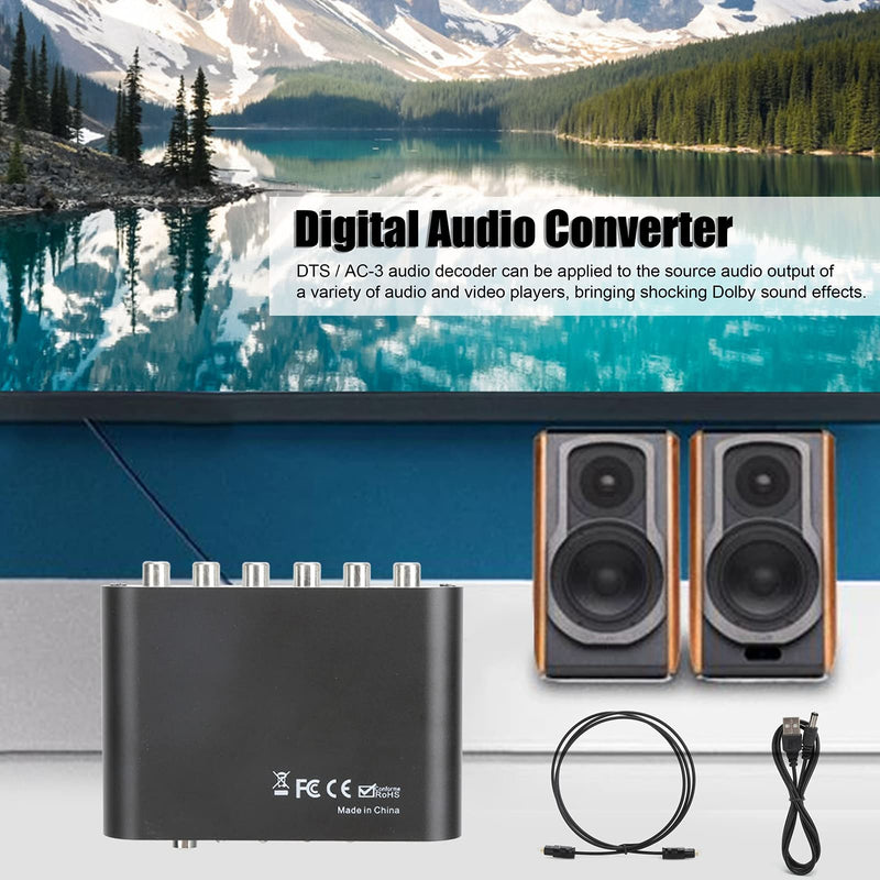 Audio Decoder 5.1CH DTS Converter Digital Audio Converter Digital Optical Coax to Analog Audio Converter for Home / Concert Hall / Cinema(DTS / AC-3)