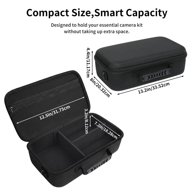 Camera Case for Canon EOS T7/T100/T6/R50/R100/R5/R7/R8/R6 Mark II,SL3 | Travel Protective Carrying Case Fits Camera And Standard Lens, Accessory Pocket For Portable Photography Use. Black