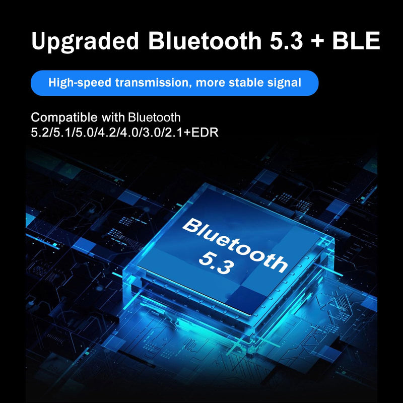 Bluetooth Adapter for Desktop PC, Plug & Play 5.3 USB Mini EDR Dongle Receiver & Transmitter for Laptop Computer Compatible with Headphones Keyboard Mouse Only Windows 11/10/8.1 Small Black-5.3
